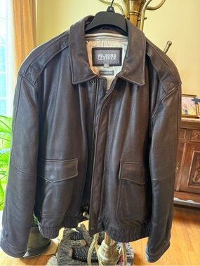 Wilson Leather Vintage Air Force Bomber Leather Brown Jacket Size XL